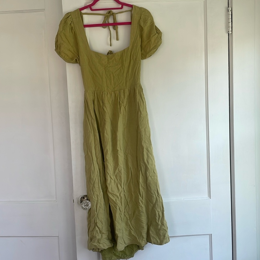 august open back dress in pale lime